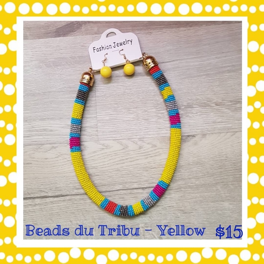 Beads du Tribu - Yellow Beaded Necklace